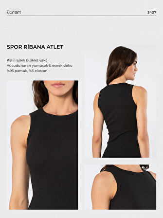 Türen Kadın Kalın Askılı Ribana Atlet 3407/Siyah