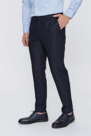 Gabardin Yan Cepli Slim Fit Dar Kesim Basic Pantolon 1003220013 Lacivert