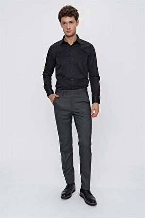 Armürlü Comfort Fit Rahat Kesim Klasik Pantolon 1003225154 Koyu Antrasit