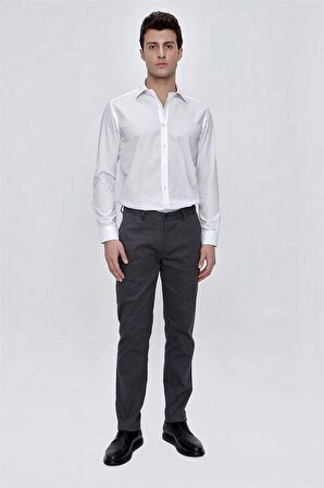 Desenli Oxford Pamuklu Likralı Yan Cepli Slim Fit Dar Kesim Casual Pantolon 1003225175 Füme