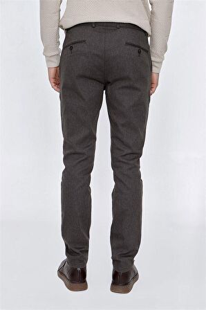 Desenli Oxford Pamuklu Likralı Yan Cepli Slim Fit Dar Kesim Casual Pantolon 1003225175 Koyu Haki