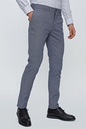 Armürlü Likralı Yan Cep Slim Fit Dar Kesim Casual Pantolon 1003230158 Lacivert