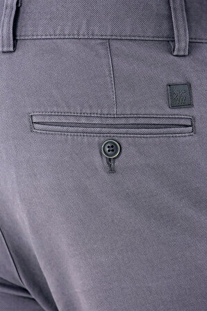 Koyu Antrasit Armürlü %100 Pamuk Yan Cepli Slim Fit Dar Kesim Casual Pantolon 1003235117