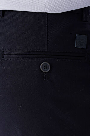 Koyu Lacivert Armürlü Likralı Yan Cepli Slim Fit Dar Kesim Casual Pantolon 1003230173