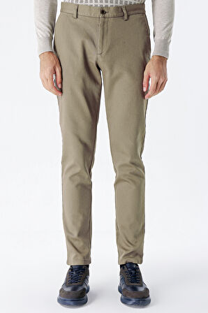 Camel Desenli Armürlü Pamuklu Yan Cepli Slim Fit Dar Kesim Casual Pantolon 1003235120