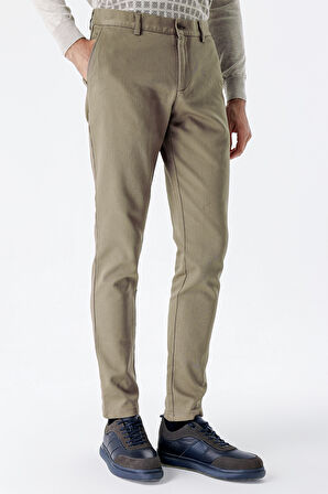 Camel Desenli Armürlü Pamuklu Yan Cepli Slim Fit Dar Kesim Casual Pantolon 1003235120