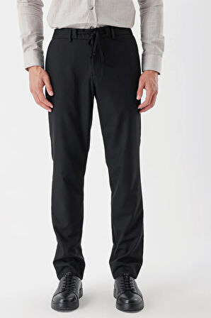 Siyah Yan Cepli Slim Fit Dar Kesim Casual Pantolon 1003235121