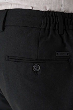 Siyah Yan Cepli Slim Fit Dar Kesim Casual Pantolon 1003235121
