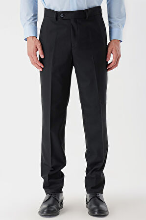 Siyah Yan Cepli Slim Fit Dar Kesim Klasik Pantolon 1003235122