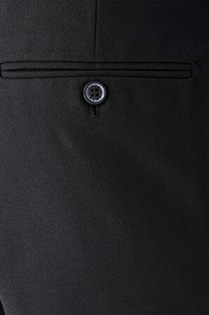 Siyah Yan Cepli Slim Fit Dar Kesim Klasik Pantolon 1003235122
