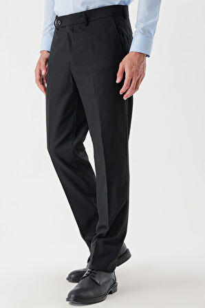 Siyah Yan Cepli Slim Fit Dar Kesim Klasik Pantolon 1003235122