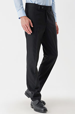 Siyah Yan Cepli Slim Fit Dar Kesim Klasik Pantolon 1003235122