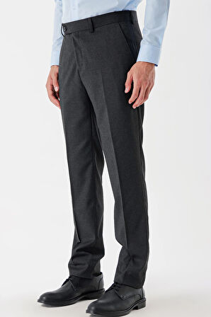 Koyu Antrasit Yan Cepli Slim Fit Dar Kesim Klasik Pantolon 1003235122