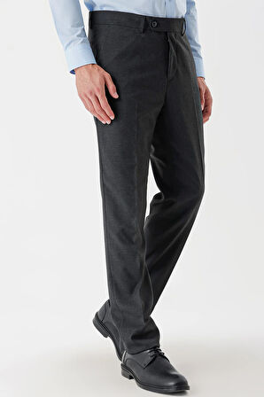 Koyu Antrasit Yan Cepli Slim Fit Dar Kesim Klasik Pantolon 1003235122
