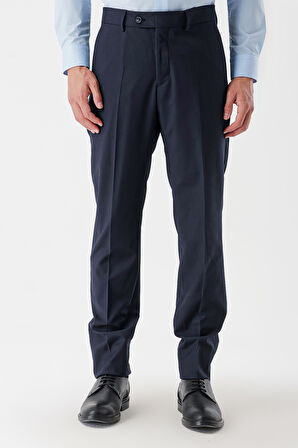 Koyu Lacivert Yan Cepli Slim Fit Dar Kesim Klasik Pantolon 1003235122