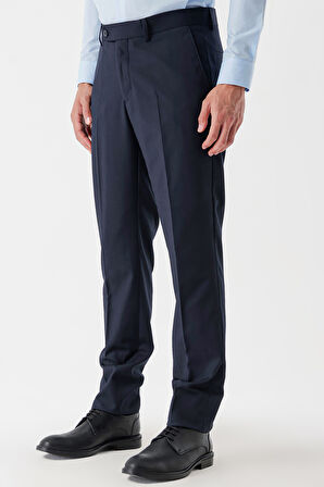 Koyu Lacivert Yan Cepli Slim Fit Dar Kesim Klasik Pantolon 1003235122