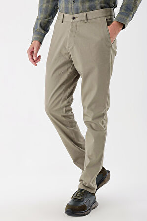 Su Yeşili Pamuklu Likralı Yan Cepli Comfort Fit Rahat Kesim Casual Pantolon 1003235153