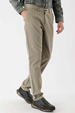 Su Yeşili Pamuklu Likralı Yan Cepli Comfort Fit Rahat Kesim Casual Pantolon 1003235153