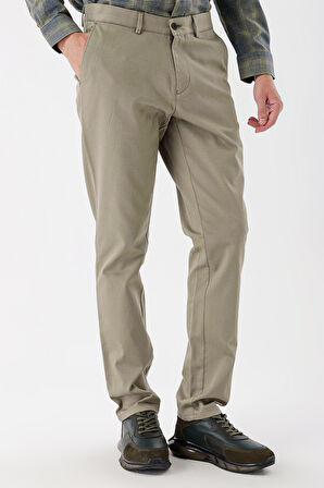 Su Yeşili Pamuklu Likralı Yan Cepli Comfort Fit Rahat Kesim Casual Pantolon 1003235153