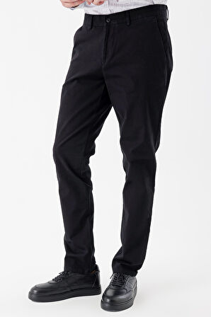 Siyah Pamuklu Likralı Yan Cepli Comfort Fit Rahat Kesim Casual Pantolon 1003235154