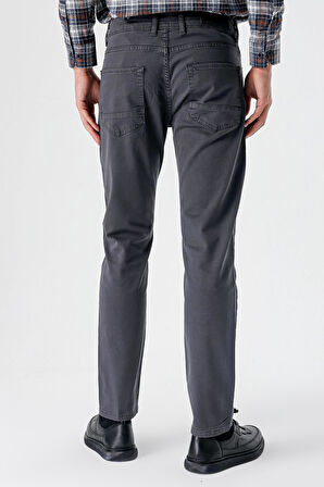 Koyu Antrasit Gabardin %100 Pamuk 5 Cep Slim Fit Dar Kesim Casual Pantolon 1003235317