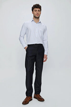 Lacivert Gabardin Yan Cepli Comfort Fit Rahat Kesim Basic Pantolon 1003240005