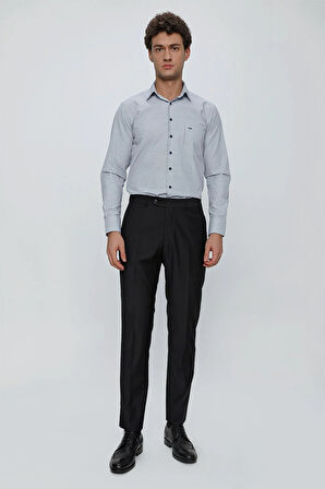 Siyah Gabardin Yan Cepli Slim Fit Dar Kesim Basic Pantolon 1003240013