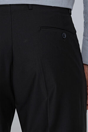 Siyah Gabardin Yan Cepli Slim Fit Dar Kesim Basic Pantolon 1003240013