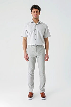 Açık Bej Gabardin Pamuklu Yan Cepli Comfort Fit Rahat Kesim Casual Pantolon 1003240113