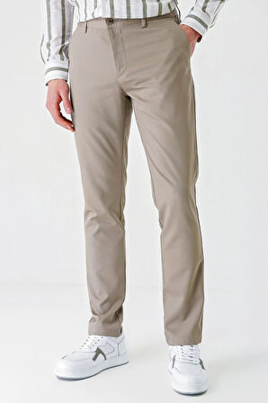 Koyu Camel Gabardin Pamuklu Yan Cepli Comfort Fit Rahat Kesim Casual Pantolon 1003240113