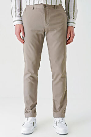 Koyu Camel Gabardin Pamuklu Yan Cepli Comfort Fit Rahat Kesim Casual Pantolon 1003240113