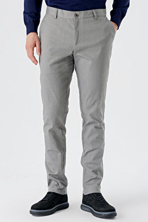 Gri Yan Cepli Slim Fit Dar Kesim Casual Pantolon 1003240151