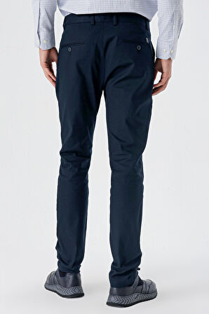 Koyu Lacivert Yan Cepli Slim Fit Dar Kesim Casual Pantolon 1003240151