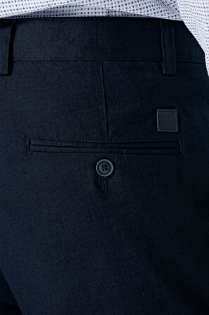 Koyu Lacivert Yan Cepli Slim Fit Dar Kesim Casual Pantolon 1003240151