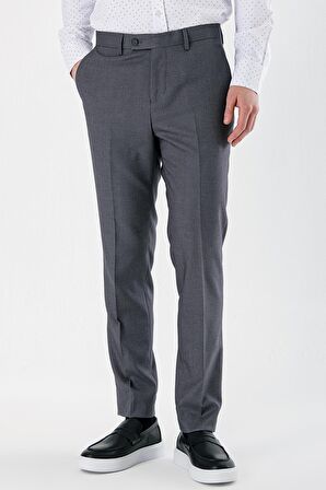 Füme Desenli Pamuklu Likralı Yan Cepli Slim Fit Dar Kesim Klasik Pantolon 1003240152