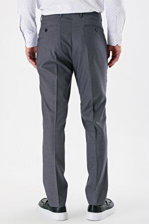 Füme Desenli Pamuklu Likralı Yan Cepli Slim Fit Dar Kesim Klasik Pantolon 1003240152