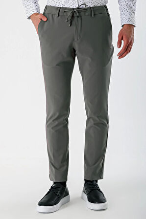 Toprak Likralı Yan Cepli Lastikli Slim Fit Dar Kesim Casual Pantolon 1003240155
