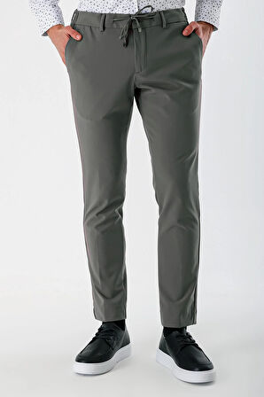 Toprak Likralı Yan Cepli Lastikli Slim Fit Dar Kesim Casual Pantolon 1003240155