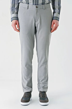 Gri Armürlü Likralı Yan Cep Comfort Fit Rahat Kesim Casual Pantolon 1003240158