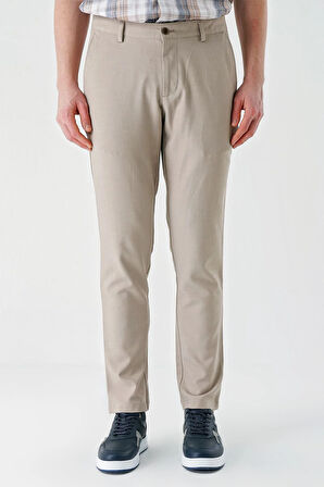 Bej Armürlü Likralı Yan Cep Comfort Fit Rahat Kesim Casual Pantolon 1003240158