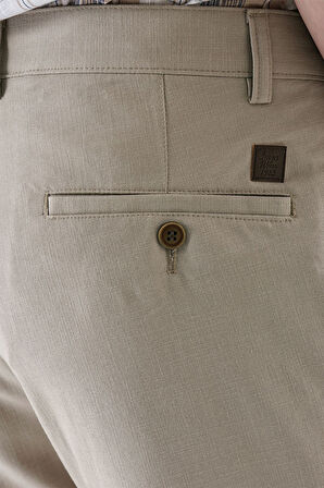 Bej Armürlü Likralı Yan Cep Comfort Fit Rahat Kesim Casual Pantolon 1003240158