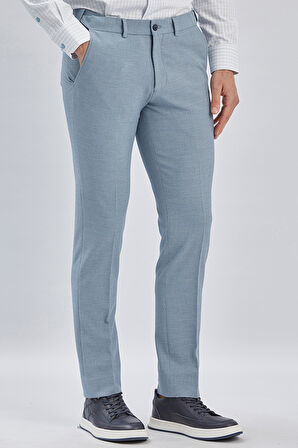 Mavi Düz Gofreli Esnek Yan Cep Slim Fit Casual Pantolon 1003240162