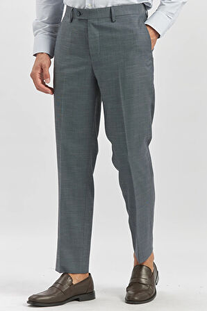 Lacivert Kendinden Desenli Bez Ayağı Comfort Fit Classic Pantolon 1003240163