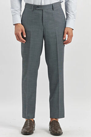 Lacivert Kendinden Desenli Bez Ayağı Comfort Fit Classic Pantolon 1003240163