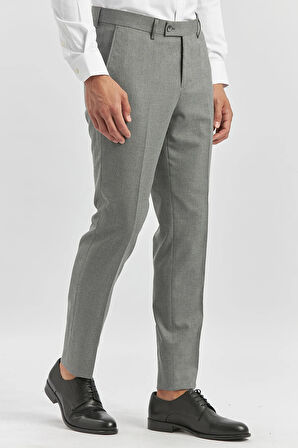Füme Kendinden Desenli Bez Ayağı Slim Fit Classic Pantolon 1003240165