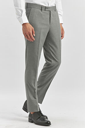 Füme Kendinden Desenli Bez Ayağı Slim Fit Classic Pantolon 1003240165