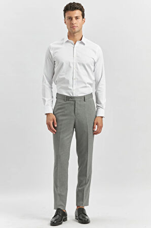 Füme Kendinden Desenli Bez Ayağı Slim Fit Classic Pantolon 1003240165