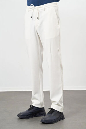 Açık Krem Düz Bez Ayağı Esnek Yan Cep Slim Fit Classic Pantolon 1003240169