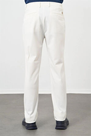 Açık Krem Düz Bez Ayağı Esnek Yan Cep Slim Fit Classic Pantolon 1003240169