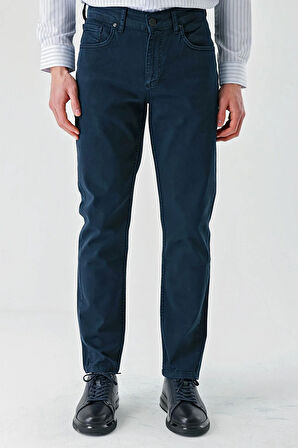 Koyu Lacivert Gabardin Pamuklu 5 Cep Slim Fit Dar Kesim Casual Pantolon 1003240318